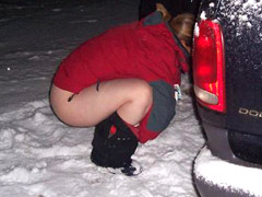 Hot teenager cutie watering the grass with her own urine