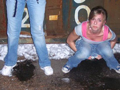Jade caught peeping at the reunion, used as a piss pot...