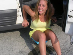 Willing redhead in sexy stockings enjoying piss and jizz