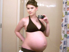 Pregnant teen in lingerie