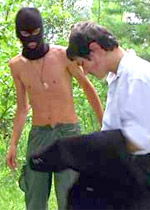 Hairy twink wanks off outside