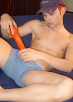 Handsome twink with delicious body taking two big young cocks in the ass for his first dp