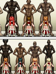 Sissy maid serves two ebony dominas and gets and order to suck sex partner's thick dick 3d