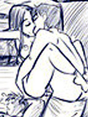 Cartoon marge simpson petting her pussy while watching porn.