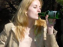 Sexy blonde swallows piss and fuck