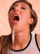 Blonde slobbers on the big dick that was in her ass