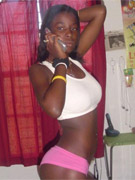 Hot teen ebony bitch bending over and rubbing her clit
