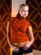 Lucky in skirt and pantyhose