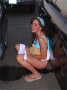 Nice teen smoking and peeing outdoor