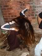 Nasty little girlie busted urinating in the bush