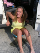 Cutie spreading and taking a leak outdoors