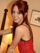 Gorgeous natural redhead ivy manner spread wide