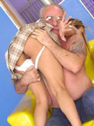 Short haired girl gets paddled hard