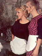 Horny seventies lady pleasing two cocks before a wedding
