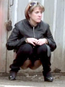 Cute teen peeing on snow