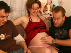 Happy pregnant chick in foursome hardcore action with her husband and another hot couple