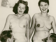 Retro two horny and naughty blondes in a dirty threesome