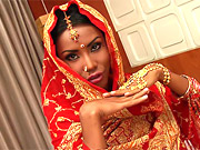 Divine shemale princess poses in sari