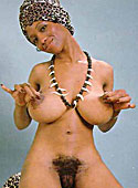 See a beautyful hairy pussy that ebony busty babe has.